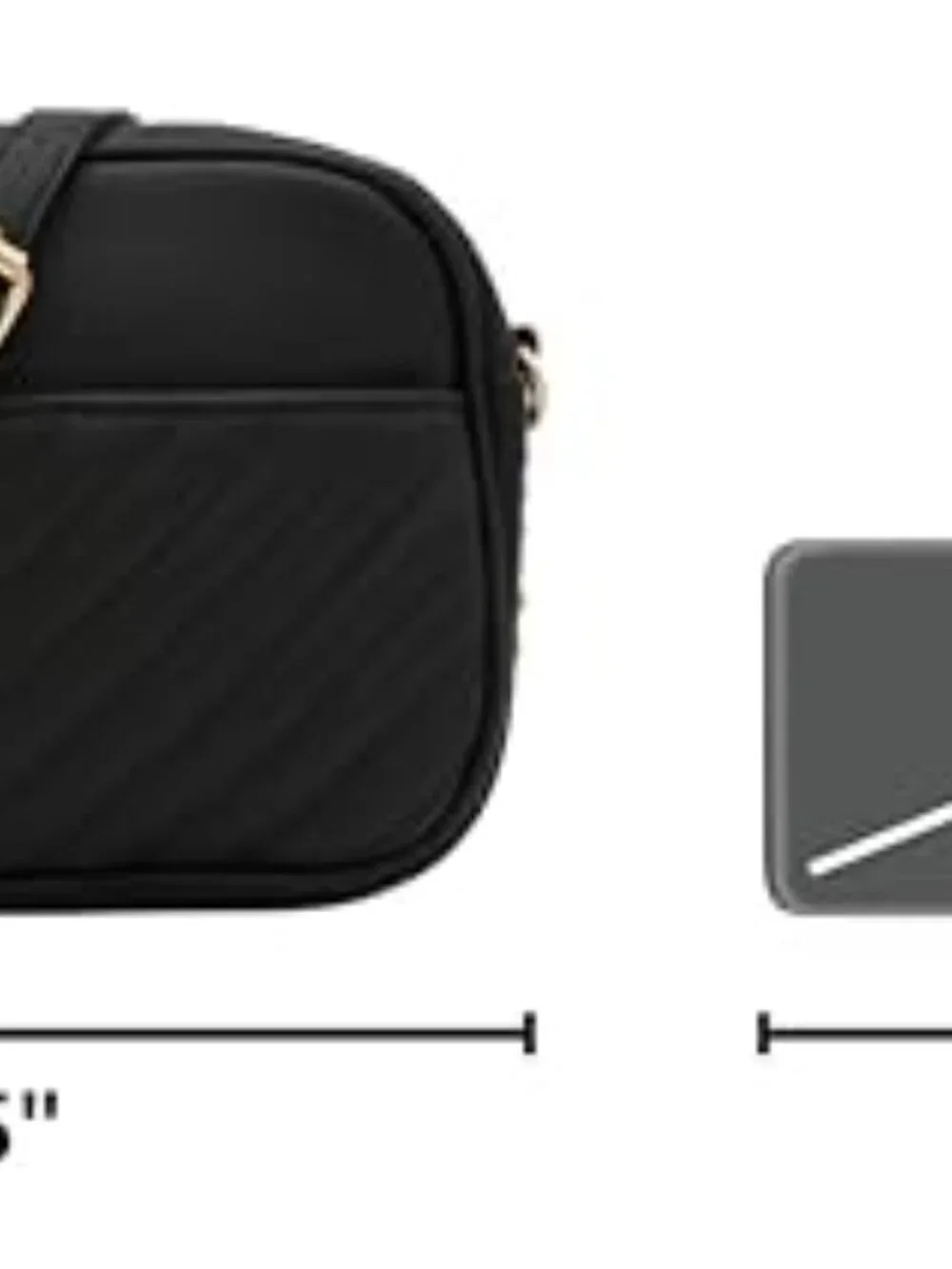 Chevron Quilted Crossbody Camera Bag with Chain Strap and Tassel